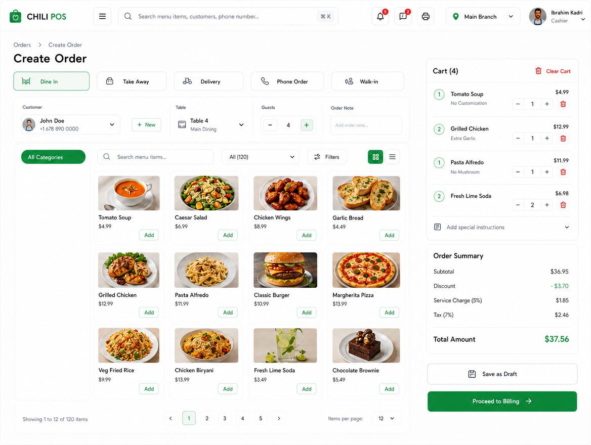 Restaurant OS Restaurant system screenshot